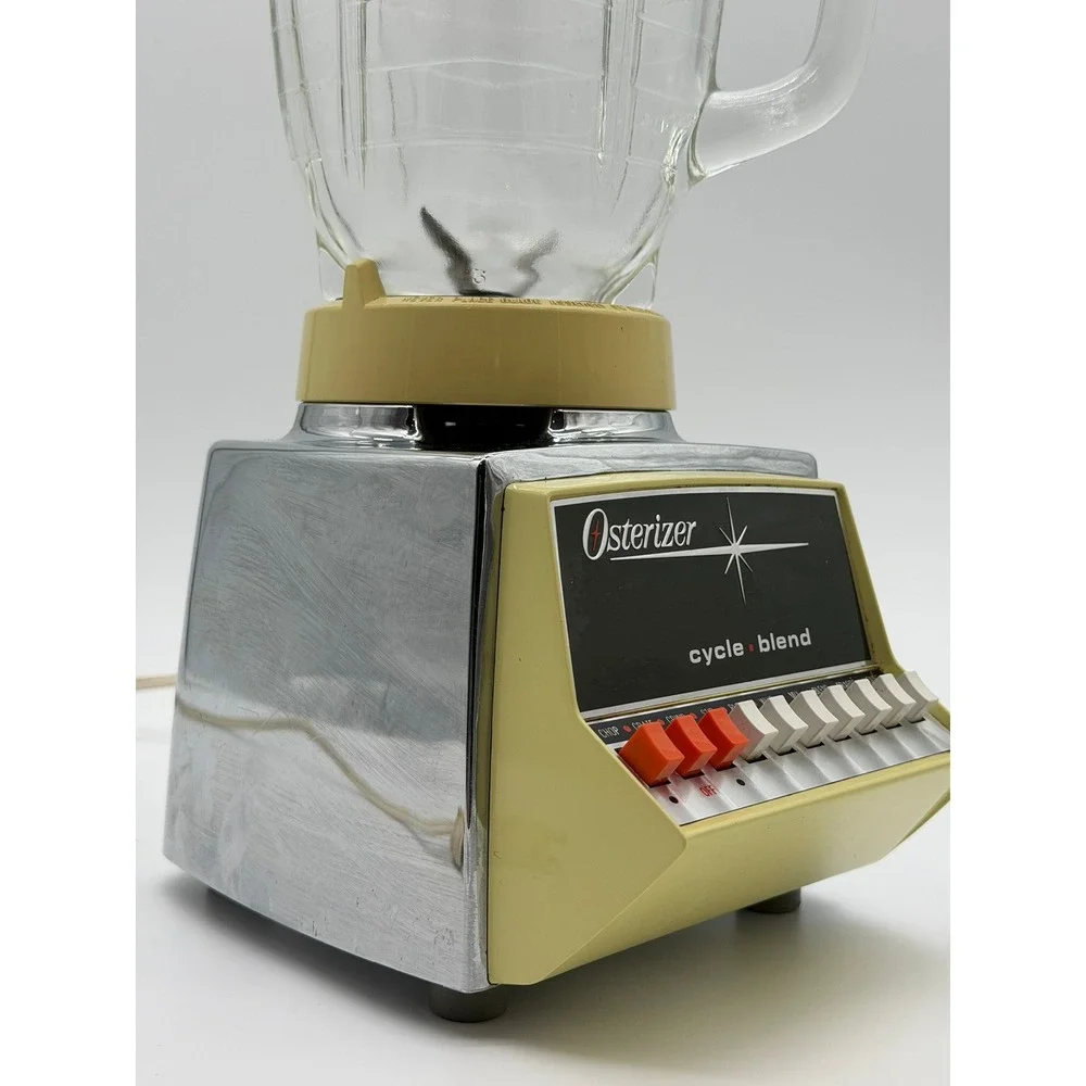 Vintage Osterizer Cycle Blend 10 Speed Blender Avocado Harvest Chrome 1970s